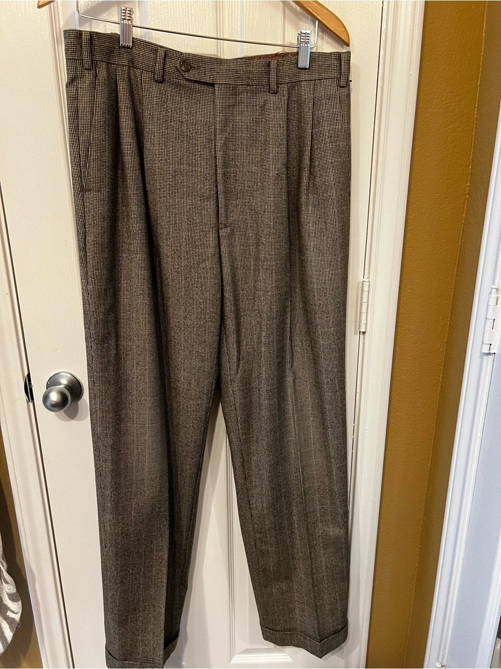 Lauren Ralph Lauren 100% Wool Houndstooth Pleated Dress Pants 36x32